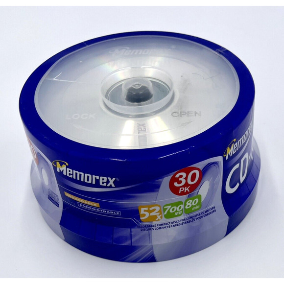 Memorex CD-R Disks 30 Pack 52X 700MB 80 Min Blank CD - New In Sealed Container - Picture 2 of 5